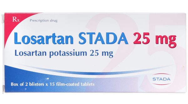 Losartan Stada 25mg trị tăng huyết áp (2 vỉ x 15 viên)