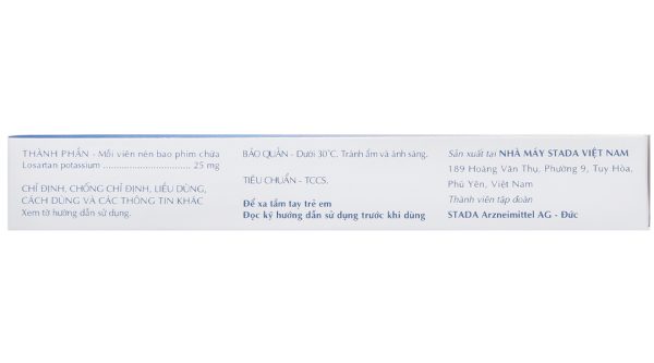 Losartan Stada 25mg trị tăng huyết áp (2 vỉ x 15 viên)