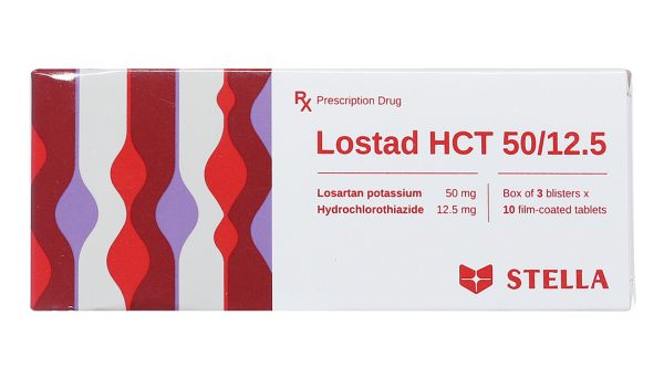 Lostad HCT 50/12.5 trị tăng huyết áp (3 vỉ x 10 viên)