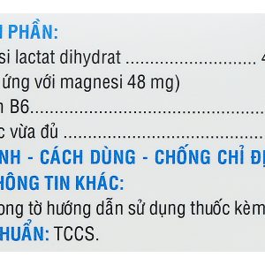 Magnesi-B6 điều trị thếu magnesi và vitamin B6 (10 vỉ x 10 viên)