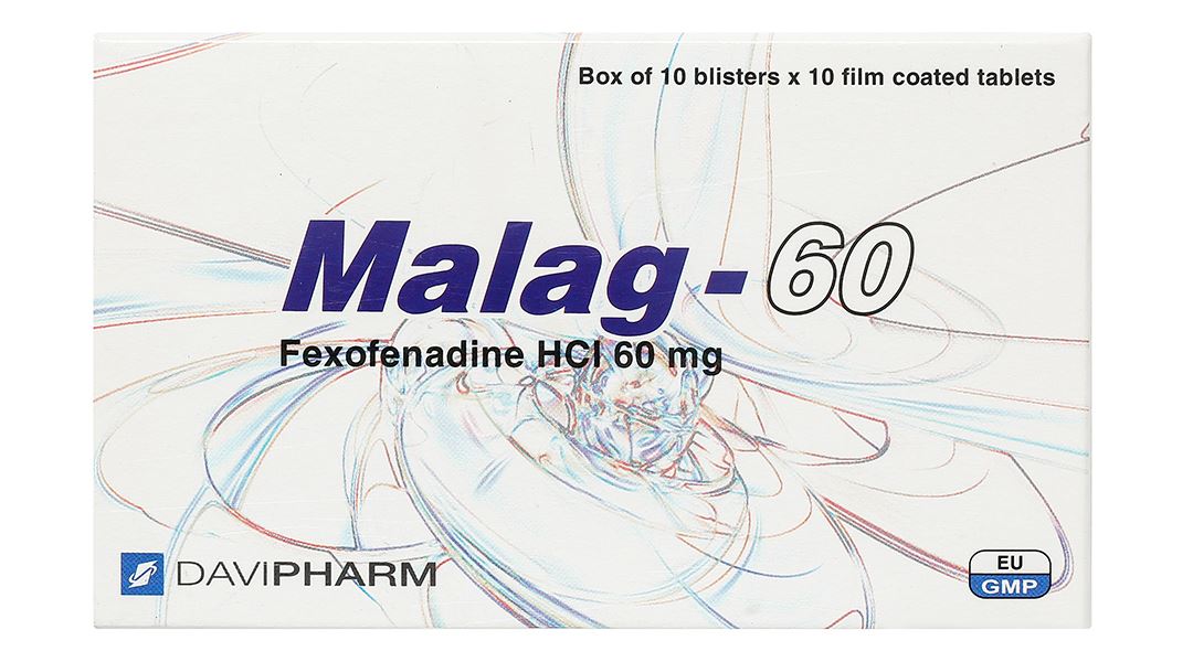 Malag-60 điều trị triệu chứng viêm mũi dị ứng theo mùa, mày đay (10 vỉ x 10 viên)