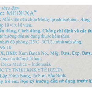 Medexa 4mg thuốc kháng viêm, ức chế miễn dịch (10 vỉ x 10 viên)