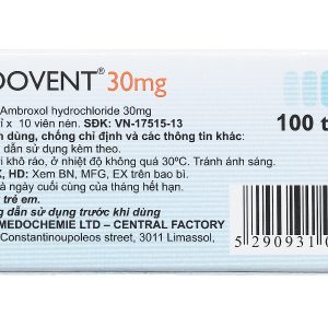 Medovent 30mg trị triệu chứng bệnh phế quản - phổi cấp và mạn tính (10 vỉ x 10 viên)