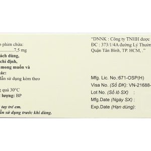 Meloxicam Brawn 7.5mg giảm đau, kháng viêm xương khớp (10 vỉ x 10 viên)