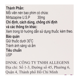 Menelat 30 trị rối loạn trầm cảm nặng (3 vỉ x 10 viên)