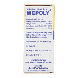 Dung dịch nhỏ mắt, mũi, tai Mepoly trị nhiễm khuẩn lọ 10ml