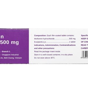 Metformin Stella 500mg trị đái tháo đường (3 vỉ x 10 viên)