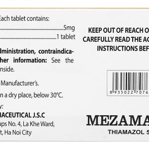 Mezamazol 5mg điều trị cường giáp (10 vỉ x 10 viên)
