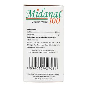 Bột pha hỗn dịch uống Midanat 100 trị nhiễm khuẩn đường hô hấp (12 gói x 2,1g)