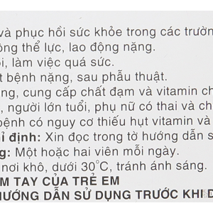 Moriamin Forte bổ sung acid amin và vitamin (10 vỉ x 10 viên)