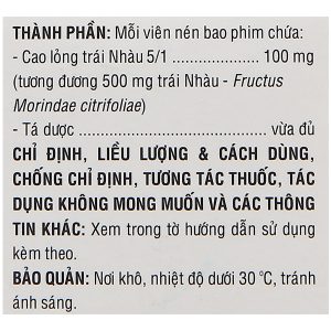 Morinda Citrifolia 100mg trị đau nhức, sưng khớp chai 50 viên