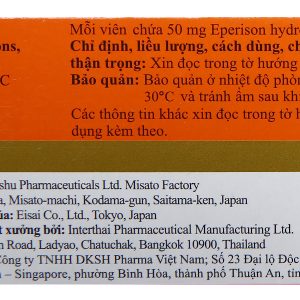 Myonal 50mg cải thiện các triệu chứng tăng trương lực cơ (3 vỉ x 10 viên)