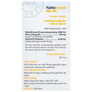 NattoEnzym DHA EPA giúp giảm nguy cơ tắc mạch, đột quỵ do huyết khối chai 60 viên