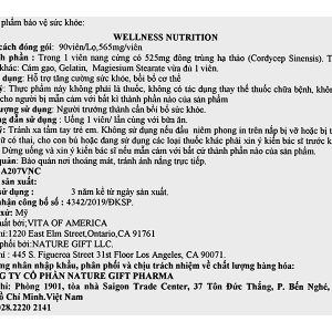 Đông trùng hạ thảo Nature Gift Wellness Nutrition bồi bổ cơ thể hộp 90 viên