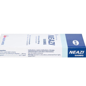 Neazi 500mg trị nhiễm khuẩn đường hô hấp (1 vỉ x 3 viên)