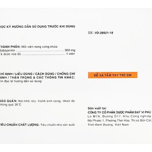 Neubatel 300mg hỗ trợ trị động kinh cục bộ (10 vỉ x 10 viên)