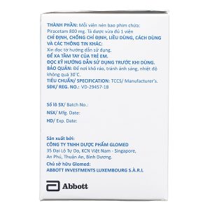 Nootryl 800 trị chóng mặt, giật rung cơ (10 vỉ x 10 viên)