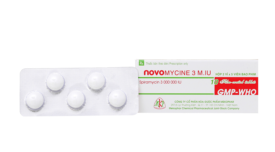 Novomycine 3 M.IU trị nhiễm khuẩn da, đường hô hấp (2 vỉ x 5 viên)