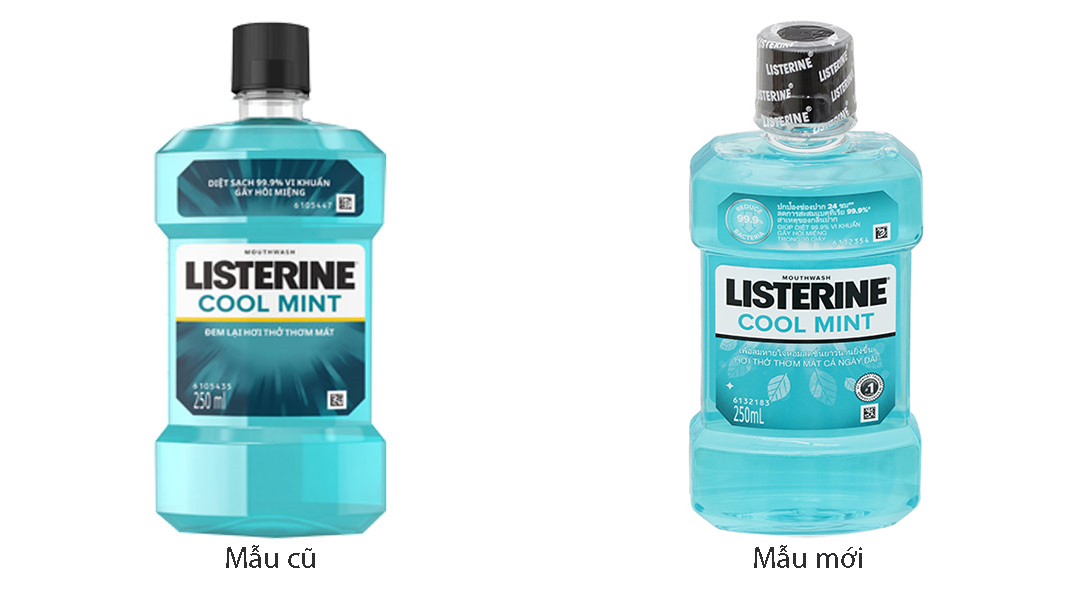 Nước súc miệng Listerine Cool Mint hơi thở thơm mát chai 250ml