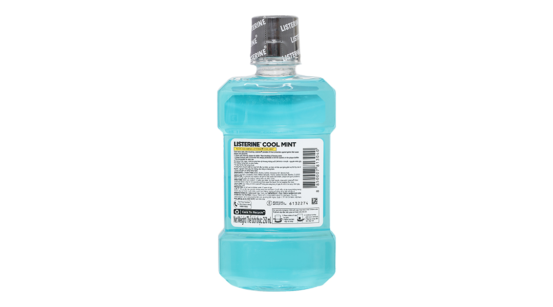 Nước súc miệng Listerine Cool Mint hơi thở thơm mát chai 250ml