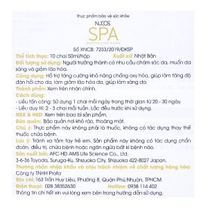 Nước uống Nucos Spa hạn chế lão hóa, làm đẹp da hộp 10 chai x 50ml