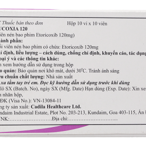 Nucoxia 120 giảm đau, kháng viêm xương khớp (10 vỉ x 10 viên)