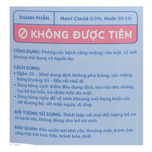 Nước muối Safin sát khuẩn, súc miệng chai 1000ml