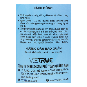 Nước muối Vietrue sát khuẩn, súc miệng chai 500ml