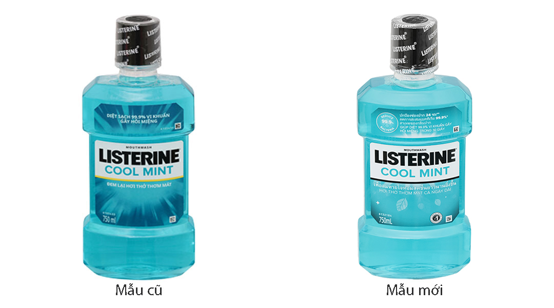 Nước súc miệng Listerine Cool Mint giúp hơi thở thơm mát chai 750ml