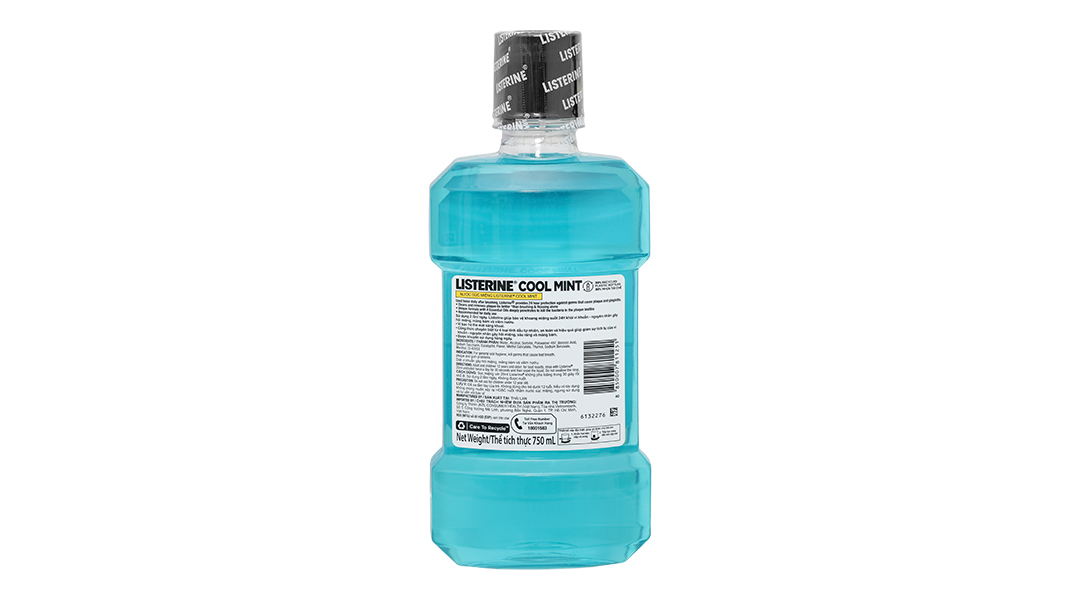 Nước súc miệng Listerine Cool Mint giúp hơi thở thơm mát chai 750ml