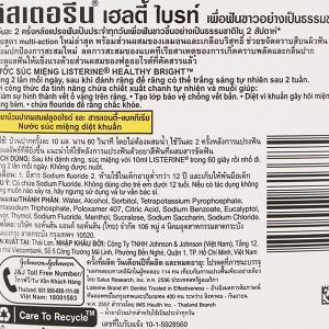 Nước súc miệng Listerine Healthy Bright giúp trắng răng chai 750ml