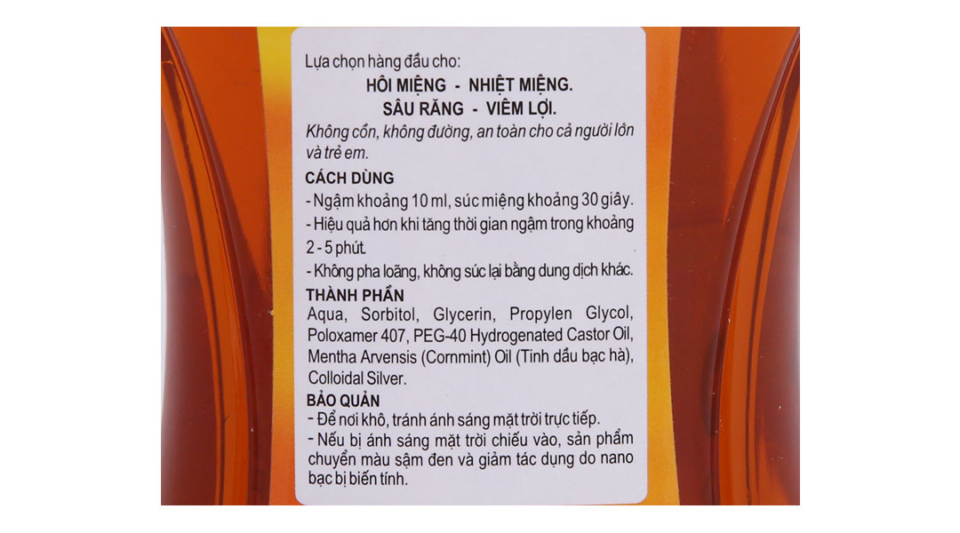 Nước súc miệng Valentine ngừa hôi miệng, giảm nhiệt miệng chai 500ml