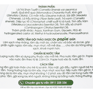 Nước tắm gội thảo dược Dr.Papie ngăn ngừa rôm sảy, mụn nhọt, nổi mề đay cho bé chai 500ml