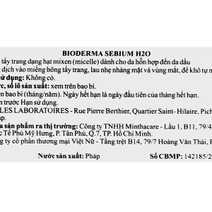 Nước tẩy trang Bioderma Sébium H2O làm sạch sâu cho da dầu và da hỗn hợp chai 500ml