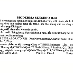 Nước tẩy trang Bioderma Sensibio H2O làm sạch sâu cho da nhạy cảm chai 500ml