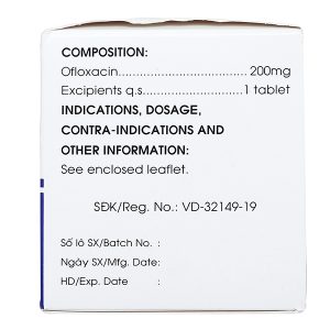 Ofloxacin Mekophar 200mg trị nhiễm khuẩn (10 vỉ x 10 viên)