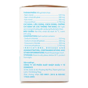 Oresol 245 DMC phòng và trị mất điện giải và nước trong tiêu chảy cấp (20 gói x 4,1g)