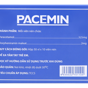 Pacemin trị triệu chứng đau đầu, sổ mũi, hạ sốt (50 vỉ x 10 viên)