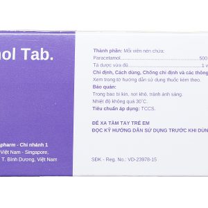 Partamol Tab. 500mg Stella trị các triệu chứng đau từ nhẹ đến vừa (10 vỉ x 10 viên)