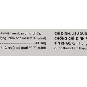 Pefloxacin Domesco 400mg trị nhiễm khuẩn (2 vỉ x 10 viên)