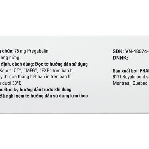 Pms-Pregabalin 75mg trị động kinh, đau dây thần kinh (4 vỉ x 15 viên)