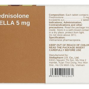 Prednisolone Stella 5mg điều trị các triệu chứng viêm, dị ứng chai 200 viên
