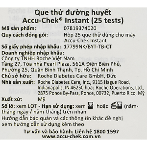 Que thử đường huyết Accu-Chek Instant hộp 25 que