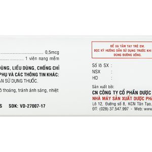 Richcalusar 0.5mcg trị loãng xương, thiểu năng tuyến cận giáp (3 vỉ x 10 viên)