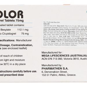 Ridlor 75mg thuốc trị rối loạn nghẽn mạch máu (3 vỉ x 10 viên)