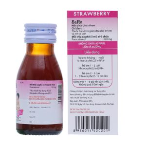Hỗn dịch uống Sara hương dâu 120mg/5ml giảm đau, hạ sốt cho trẻ em chai 60ml
