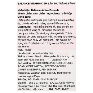 Serum Balance Active Formula Vitamin C dưỡng ẩm và làm trắng da chai 30ml