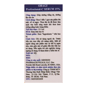 Serum Obagi Professional-C 15% dưỡng sáng da và chống oxy hóa chai 12.5ml