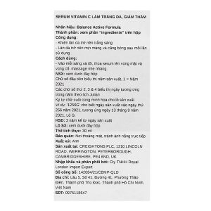 Serum Balance vitamin C làm trắng da, giảm thâm chai 30ml