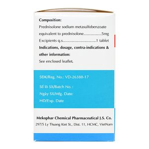 Viên sủi Sovepred 5mg chống viêm và ức chế miễn dịch chai 30 viên